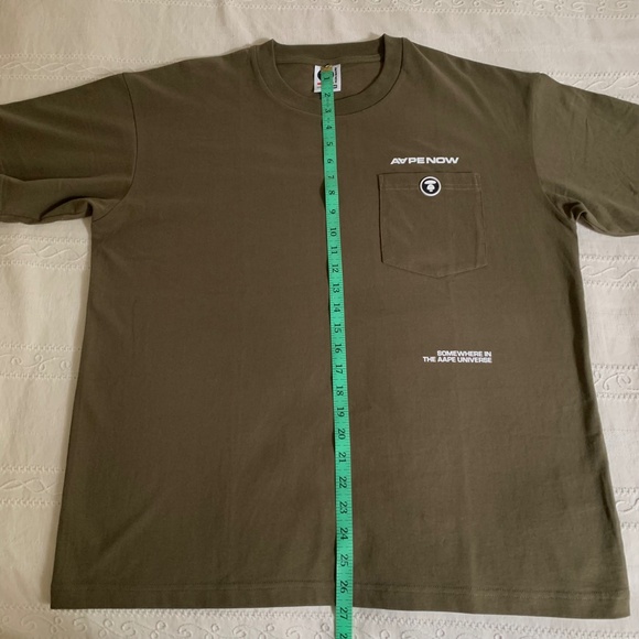 AAPE A Bathing Ape Tee T Shirt Mens M Olive Streetwear Logo Graphic Minimalist - Picture 10 of 13